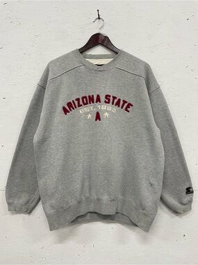 Vtg 1990s Starter ASU Arizona State Sun Devils Grey Crewneck Sweatshirt, Size L